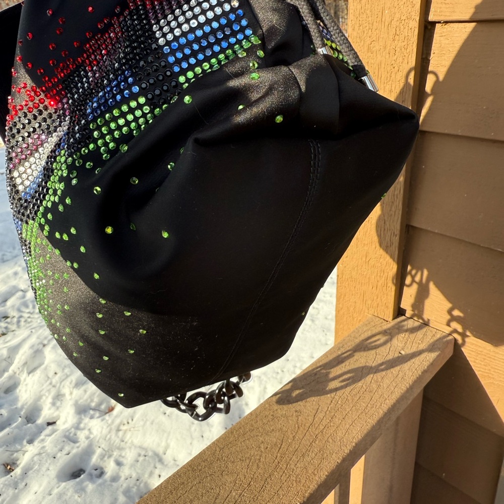 EUC Coach Poppy Satin Black Swarovski Crystals Limited Edition Rare Bucket Bag - Picture 7 of 13